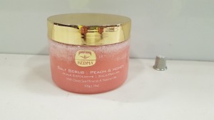 12 X BRAND NEW KEDMA PEACH AND HONEY SALT SCRUB WITH DEAD SEA MINERALS & NATURAL OILS (500G)