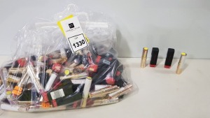 150 PIECE ASSORTED MAX FACTOR LOT CONTAINING MAX FACTOR X LIPSTICK IN MATTE FLAME AND LIPFINITY IN VARIOUS STYLES - IN 1 BAG