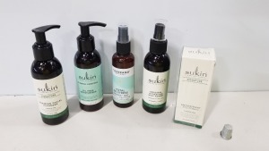 11 PIECE ASSORTED BRAND NEW LOT CONTAINING 3 X SUKIN SIGNATURE FOAMING FACIAL CLEANSER, 3 X SUKIN BLEMISH CONTROL OIL FREE MOISTURISER, 2 X TISSERAND TOTAL DE-STRESS MOODFIX MIST, 2 X SUKIN ORIGINAL HYDRATING MIST TONER AND 1 X SUKIN SIGNATURE ANTIOXIDANT