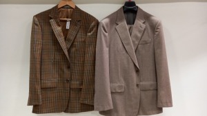4 X BRAND NEW LUTWYCHE BROWN SUITS IN VARIOUS COLOURS, STYLES & SIZES PLUS 5 JACKETS (PLEASE NOTE SUITS NOT FULLY TAILORED)