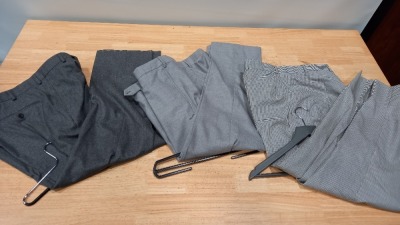 26 X PAIRS OF BRAND NEW LUTWYCHE TAILORED GREY TROUSERS IN VARIOUS SIZES AND SYLES (NOT FULY TAILORED)