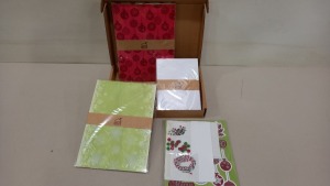48 X BRAND NEW BOXED FANCY FLOCKING CHRISTMAS SET INCLUDING GIFT WRAP, CREATE YOUR OWN CARD (WITH STICKERS AND ACCESSORIES) AND ENVELOPES - IN 12 BOXES