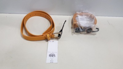 150 X BRAND NEW DOROTHY PERKINS MUSTARD BELTS SIZE MEDIUM RRP £5.00 (TOTAL RRP £750.00)