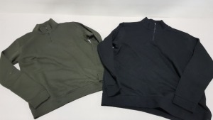 34 X BRAND NEW BURTON MENSWEAR TURTLE NECK QUARTER ZIP JUMPERS IN KHAKI AND BLACK SIZE MEDIUM AND XL RRP £38.00 (TOTAL RRP £1292.00)