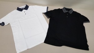 100 X BRAND NEW BURTON MENSWEAR POLO SHIRTS IN WHITE AND BLACK SIZE MEDIUM AND BURTON MENSWEAR WHITE AND KHAKI CREWNECK T SHIRTS IN LARGE (TOTAL RRP £2000.00+)