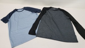 64 X BRAND NEW BURTON MENSWEAR CREWNECK T SHIRTS AND LONG SLEEVE T SHIRTS IN GREY, BLACK, BLUE AND NAVY SIZE LARGE (TOTAL RRP £448.00)