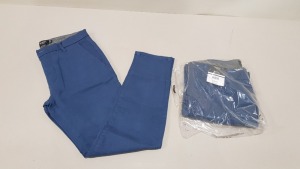 23 X BRAND NEW BURTON MENSWEAR BLUE COTTON STRETCH TROUSERS IN VARIOUS SIZES