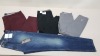 10 PIECE MIXED BURTON MENSWEAR TROUSER AND JEAN LOT CONTAINING TAPERED DENIM JEANS, SLIM BURGENDY TROUSERS, GREY TROUSERS AND BLACK TROUSERS ETC IN VARIOUS SIZES