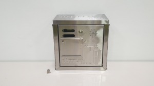 4 X ""THE BUTTLER CO LTD"" STAINLESS STEEL WALL MOUNTED CIGARETTE BINS (IN 1 FULL CARTON)
