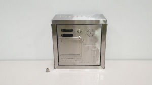 4 X ""THE BUTTLER CO LTD"" STAINLESS STEEL WALL MOUNTED CIGARETTE BINS (IN 1 FULL CARTON)