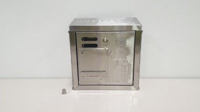 4 X ""THE BUTTLER CO LTD"" STAINLESS STEEL WALL MOUNTED CIGARETTE BINS (IN 1 FULL CARTON)