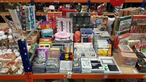 LARGE QUANTITY ASSORTED LOT CONTAINING BOOK COLLECTIONS IE THE 100 AND DAVID WILLIAMS, ACRYLIC PAINT SETS, ESSENTIALS COLOURING PENCIL SETS, REVISION STATIONERY SET, TONING WHEEL,, EMBOSSING FOLDER, LARGE DIES, BOWLS ETC