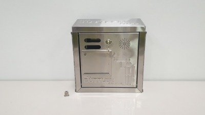 4 X ""THE BUTTLER CO LTD"" STAINLESS STEEL WALL MOUNTED CIGARETTE BINS (IN 1 FULL CARTON)