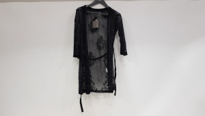 20 X BRAND NEW VILLA CLOTHES VIROXANNE KIMONO BLACK / GACQUARD CARDIGAN SIZE MEDIUM RRP £32.00 (TOTAL RRP £640.00)