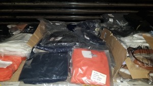 20 PIECE MIXED CLOTHING LOT CONTAINING BURTON MENSWEAR SWEATSHIRT, BURTON MENSWEAR T SHIRTS, BURTON MENSWEAR TROUSERS IN VARIOUS COLOURS AND BURTON MENSWEAR GREY JUMPERS ETC