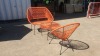 3 PC ORANGE STRING BISTRO SET COMPRISING LARGE ROUND COFFEE TABLE WITH TEMPERED GLASS TOP, DOUBLE