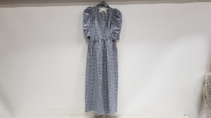 14 X BRAND NEW TOPSHOP BLUE & WHITE CHEQUERED OPEN BACK LONG DRESSES UK SIZE 8 AND 12 RRP £45.00 (TOTAL RRP £630.00)