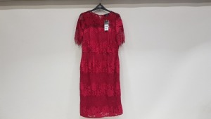 12 X BRAND NEW WALLIS RED FLOWER DETAILED LONG DRESSES UK SIZE 12, 16 AND 18 RRP £55.00 (TOTAL RRP £660.00)
