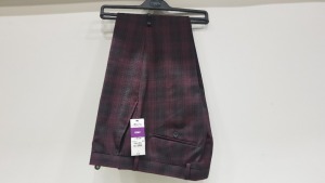 19 X BRAND NEW BURTON MENSWEAR RED CHEQUERED TROUSER PANTS SIZES 34R AND 36R RRP £40.00 (TOTAL RRP £760.00)