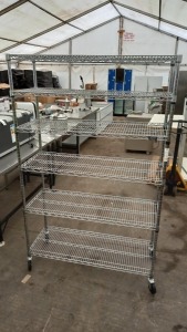 1 X STAINLESS STEEL 6 TIERED MOBILE SHELVING UNIT