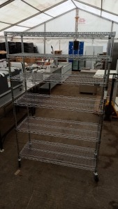 1 X STAINLESS STEEL 6 TIERED MOBILE SHELVING UNIT