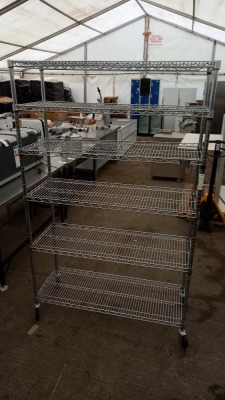 1 X STAINLESS STEEL 6 TIERED MOBILE SHELVING UNIT