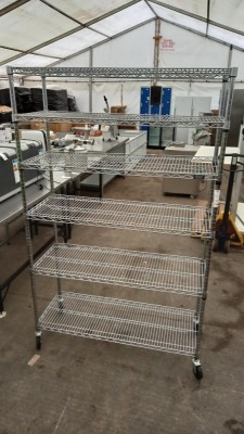 1 X STAINLESS STEEL 6 TIERED MOBILE SHELVING UNIT