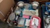 ASSORTED LOT CONTAINING BOWLS, RADIATOR, FRYING EQUIPMENT, COOKING UTENSILS AND ICE CUBE TRAYS - ON ONE PALLET