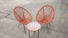 3 PC ORANGE STRING BISTRO SET COMPRISING MEDIUM ROUND COFFEE TABLE WITH TEMPERED GLASS TOP AND 2