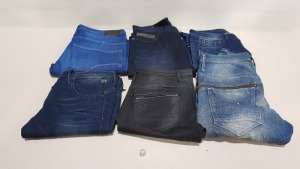 6 X PAIRS OF BRAND NEW G-STAR RAW JEANS IN VARIOUS STYLES & COLOURS IE. LIGHT BLUE, DARK BLUE AND BLACK - RRP £480 - SIZE 32