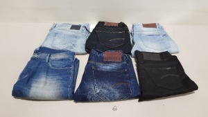 6 X PAIRS OF BRAND NEW G-STAR RAW JEANS IN VARIOUS STYLES & COLOURS IE. LIGHT BLUE, DARK BLUE AND BLACK - RRP £480 - SIZE 31