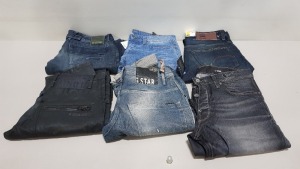 6 X PAIRS OF BRAND NEW G-STAR RAW JEANS IN VARIOUS STYLES & COLOURS IE. LIGHT BLUE, DARK BLUE, GREY AND BLACK - RRP £480 - SIZE 30