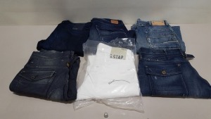 6 X PAIRS OF BRAND NEW G-STAR RAW JEANS IN VARIOUS STYLES & COLOURS IE. LIGHT BLUE, DARK BLUE, GREY, WHITE AND BLACK - RRP £480 - IN SIZE
