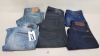 6 X PAIRS OF BRAND NEW G-STAR RAW JEANS IN VARIOUS STYLES & COLOURS IE. LIGHT BLUE, DARK BLUE AND BLACK - RRP £480 - SIZE 28