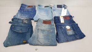 6 X PAIRS OF BRAND NEW G-STAR RAW JEANS IN VARIOUS STYLES & COLOURS IE. LIGHT BLUE & DARK BLUE - RRP £480 - SIZE 27