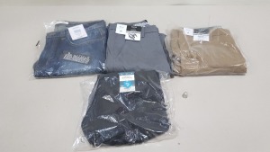 10 X BRAND NEW MIXED BURTON MENSWEAR TROUSER AND JEAN LOT CONTAINING TAPERED DENIM JEANS, SLIM BURGUNDY TROUSERS, GREY TROUSERS AND BLACK TROUSERS ETC IN VARIOUS SIZES