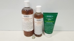 12 PIECE BRAND NEW ASSORTED KIEHL'S LOT CONTAINING 1 X CLEARLY CORRECTIVE SKIN BRIGHTENING EXFOLIATOR (125ML), 3 X OIL ELIMINATOR MOISTURISER FOR MEN (125ML), 8 X CALENDULA HERBAL-EXTRACT TONER (4 X 250ML AND 4 X 500ML)