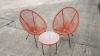 3 PC ORANGE STRING BISTRO SET COMPRISING MEDIUM ROUND COFFEE TABLE WITH TEMPERED GLASS TOP AND 2