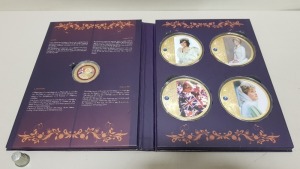 SET OF 4 LARGE AND 1 SMALL COMMEMORATIVE COINS PRINCESS DIANA - PORTRAITS OF A PRINCESS (161-472-4) CONTAINED WITHIN A PRESENTATION FOLDER