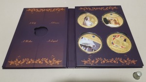 SET OF 4 LARGE COMMEMORATIVE COINS PORTRAITS OF A PRINCESS PART 2 (161-473-4), CONTAINED IN A PRESENTATION FOLDER