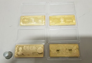4 X 24-CARAT GOLD PLATED BARS AMERICAN BANKNOTES