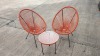 3 PC ORANGE STRING BISTRO SET COMPRISING MEDIUM ROUND COFFEE TABLE WITH TEMPERED GLASS TOP AND 2