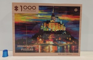 32 X BRAND NEW 1000 PC JIGSAW SETS - CASTLE IN THE RAIN DESIGN - IN ONE OUTER CARTON