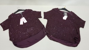 8 X BRAND NEW FAZE 8 PURPLE SEQUINED TOPS SIZE SMALL AND XS