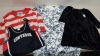 6 PIECE MIXED CLOTHING LOT CONTAINING RALPH LAUREN DRESS, ADRIANNA PAPELL DRESS SIZE 8, CONVERSE T SHIRT SIZE 12, G STAR HOODIE SIZE LARGE, SUPERDRY STRIPED JUMPER SIZE MEDIUM AND A FAZE 8 DRESS SIZE 8