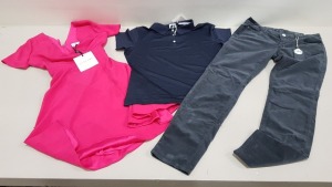 6 PIECE MIXED CLOTHING LOT CONTAINING 2 X MARC O POLO TROUSERS W29 L32, FOOTJOY POLO SIZE 16, OUTLINE DRESS SIZE 6, JONATHAN CHARLES SHIRT SIZE 4XL AND PINACLE CYCLING TROUSERS SIZE 12