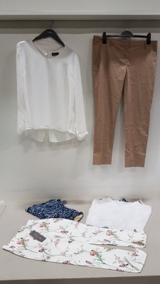 6 PIECE MIXED CLOTHING LOT CONTAINING SEA SPRAY SWIMMING COSTUME SIZE 8, SUPERDRY SHIRT SIZE XS, FAZE 8 TROUSERS SIZE 8, JAMES LAKELAND SIZE 14, FIG LEAVES TOP SIZE 18, WINSER LONDON TROUSERS SIZE 16