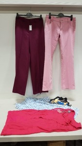 6 PIECE MIXED CLOTHING LOT CONTAINING MILLY TROUSERS SIZE 8, BJORN BORG SPORTS BRA SIZE 12, LACOSTE TROUSERS SIZE 44, CATH KIDSTON DRESS SIZE 8, JAMES LAKELAND TOP SIZE 14, FAZE 8 DRESS SIZE 14