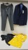 6 PIECE MIXED CLOTHING LOT CONTAINING JAMES LAKELAND DRESS SIZE 16, JANE NORMAN DRESS SIZE 14, HOWICK TROUSERS SIZE 38S, SCOPES BLAZER 46L, SCOT & TAYLOR TROUSERS SIZE 36R AND A BILLY & BLOSSOM DRESS SIZE 12