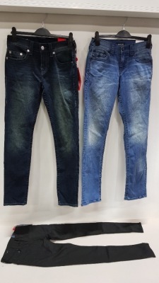 3 X BRAND NEW TRUE RELIGION DENIM JEANS IN BLUE, BLACK AND DARK BLUE SIZE 28